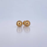 Topos Circulo Centro Domo 0.95gr / Circones Blancos Oro Amarillo 18K &
