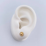 Topos Circulo Centro Domo 0.95gr / Circones Blancos Oro Amarillo 18K &