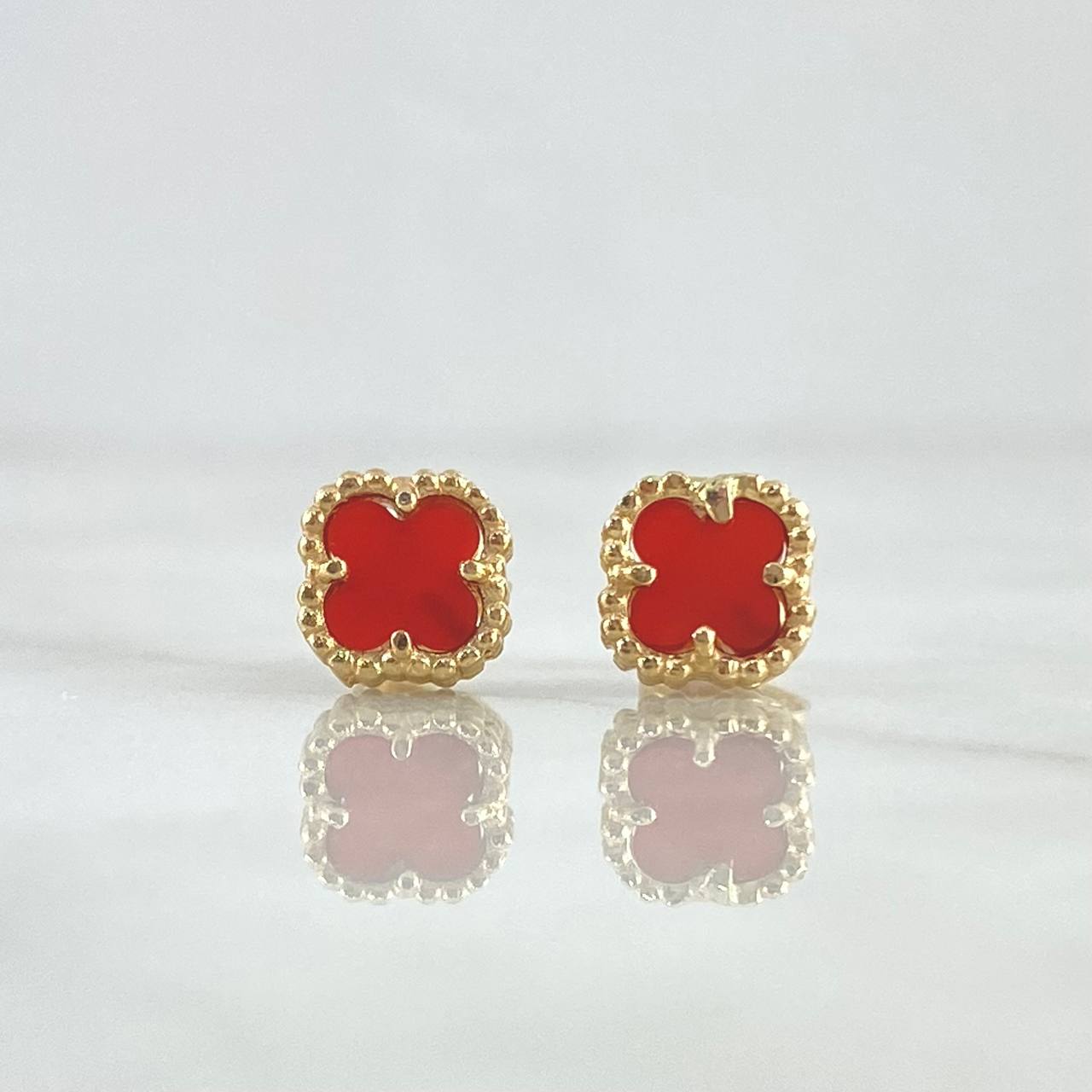 Topos Trébol VCyA 2.1gr / 7mm Ambar Rojo Punteado Oro Amarillo 18K Nac.Esp.