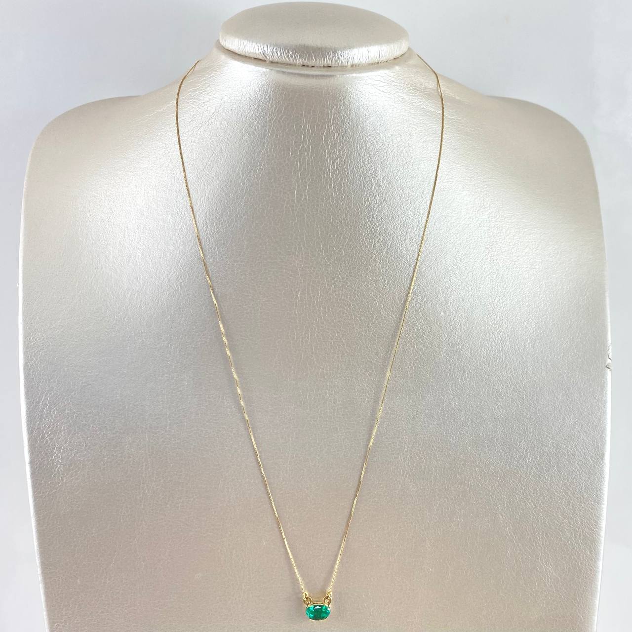 Set Veneciana + Dije Solitario Ovalado 1.85gr / 50cm / 0.5mm Esmeralda 0.75pts Oro Amarillo 18K (Joya) *