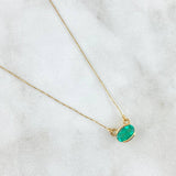 Set Veneciana + Dije Solitario Ovalado 1.85gr / 50cm / 0.5mm Esmeralda 0.75pts Oro Amarillo 18K (Joya) *