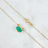 Set Veneciana + Dije Solitario Ovalado 1.85gr / 50cm / 0.5mm Esmeralda 0.75pts Oro Amarillo 18K (Joya) *