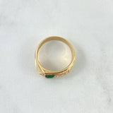 Anillo Flecha 6.55gr / T9 1/4 / Circones Blancos Y Verde Oro Amarillo 18K *