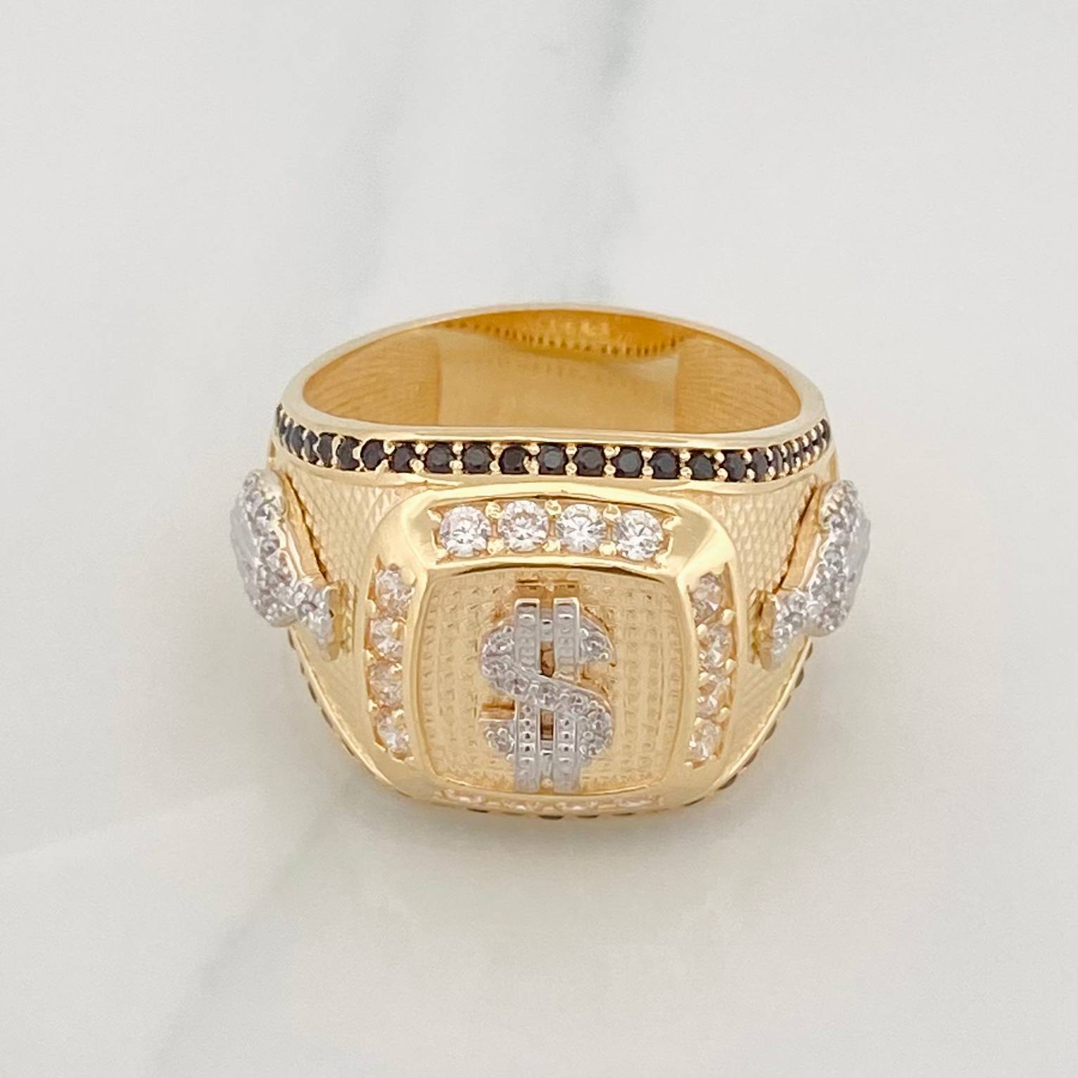 Anillo Signo Peso 11.5 g / T10 1/2 Dos Oros Amarillo Blanco 18K