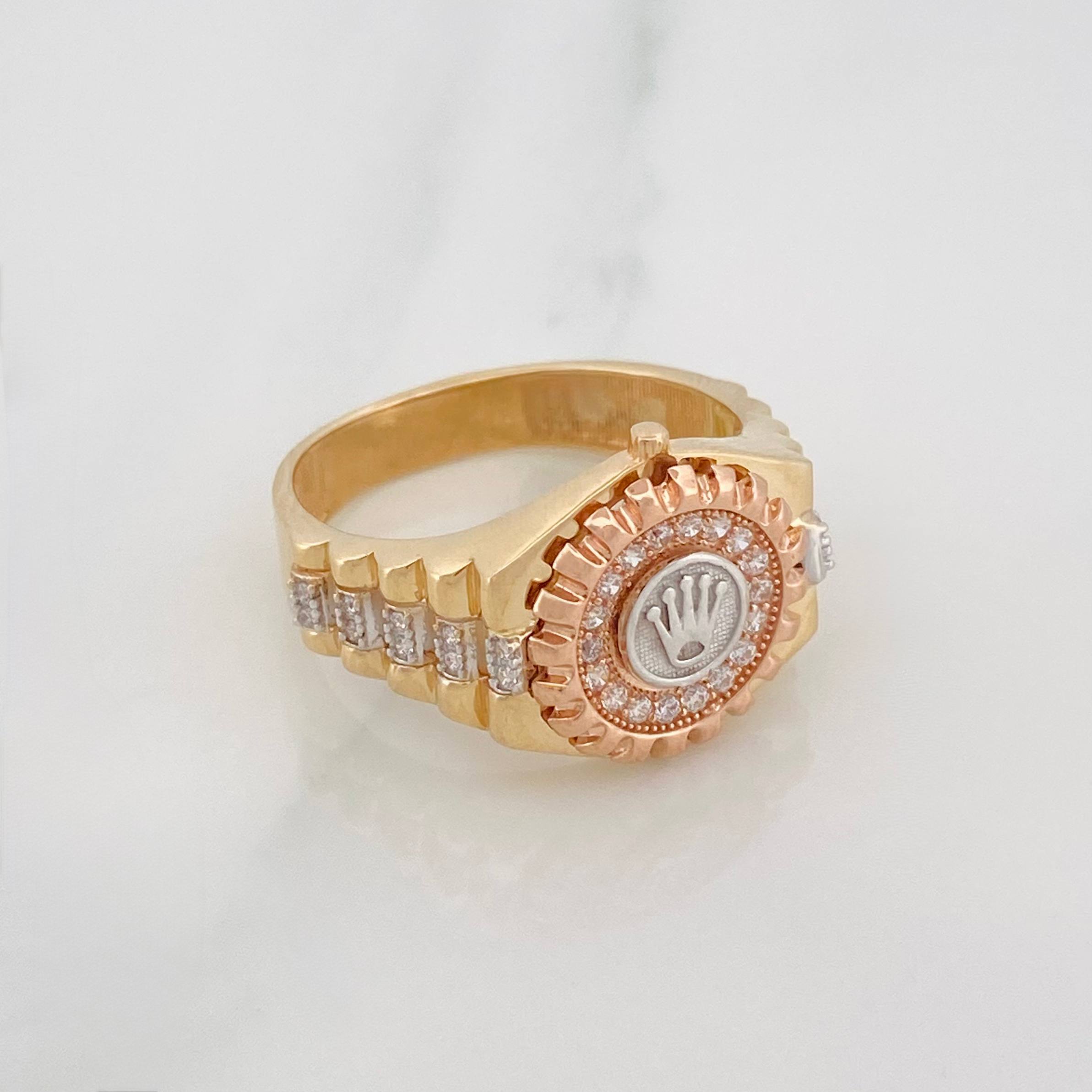 Anillo Corre Corona 6.3 g / T9 3/4 Tres Oros 18K