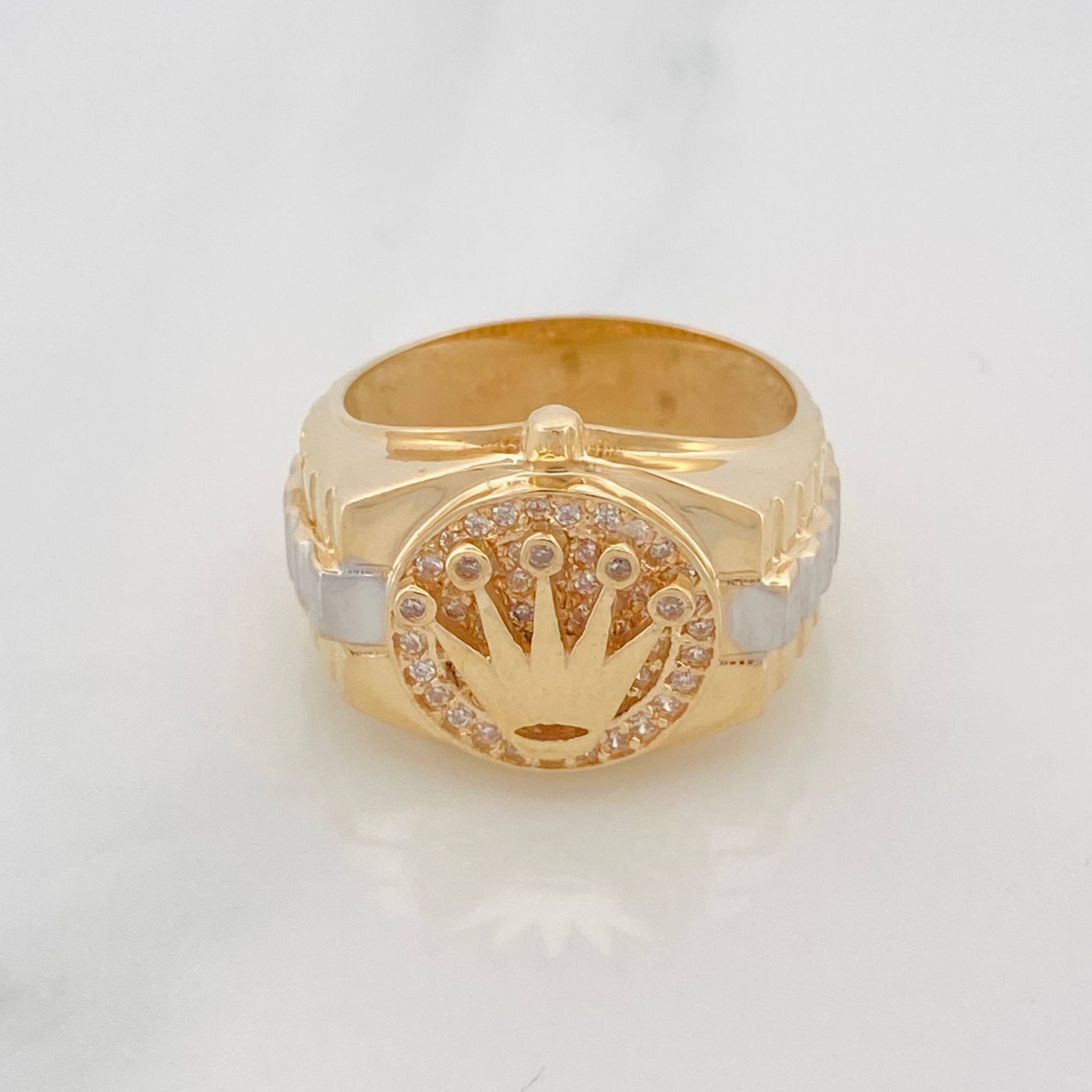 Anillo Corona 7.1g / T7 Dos Oros Amarillo Blanco 18K