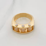 Anillo Bolas De Fuego 12.4 g / T10 Dos Oros Amarillo Blanco 18K