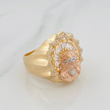 Anillo Rostro Cristo 11.25 g / T11 Tres Oros 18K