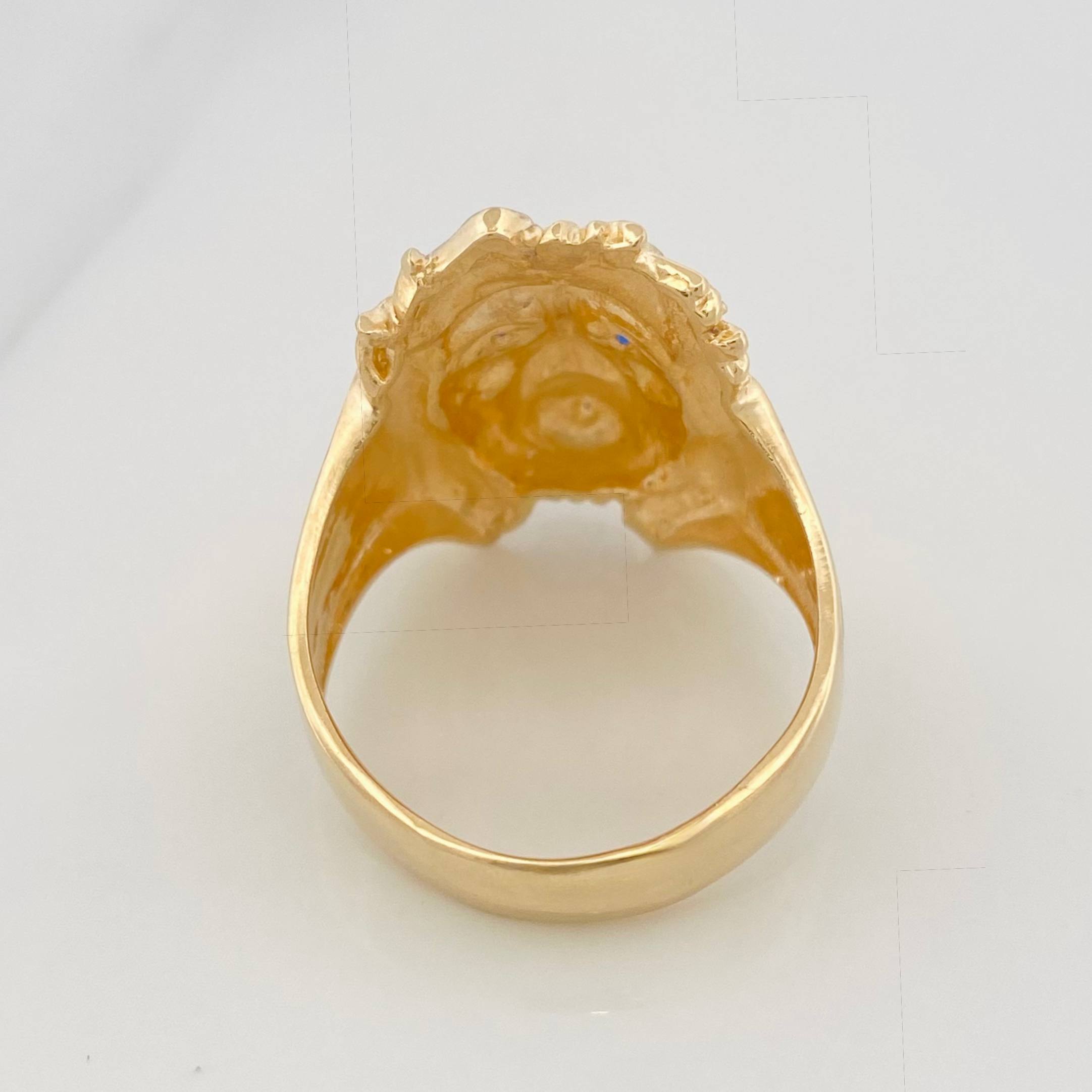 Anillo Rostro Cristo 8.4 g / T9 3/4 Dos Oros Amarillo Blanco 18K