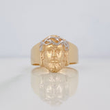 Anillo Rostro Cristo 7.75 g / T9 Dos Oros Amarillo Blanco 18K