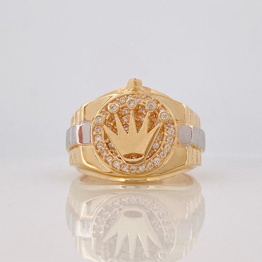 Anillo Corona 7.75g / T7 Dos Oros Amarillo Blanco 18K