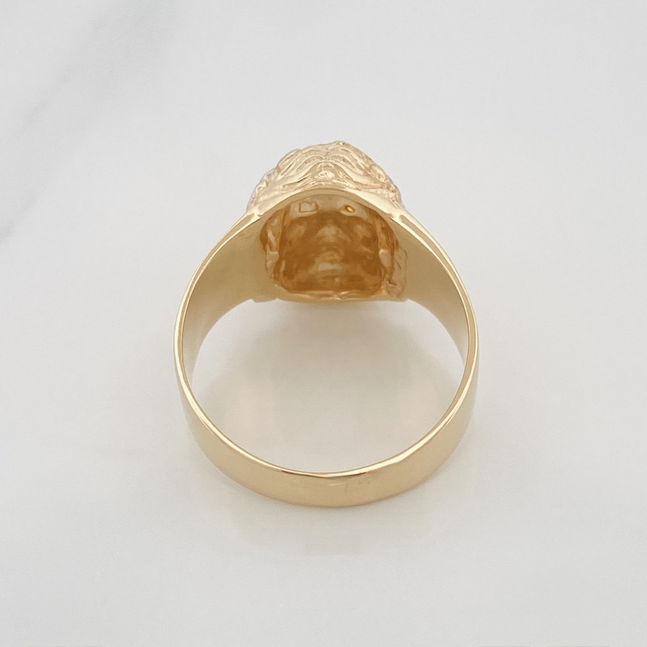 Anillo Rostro Cristo 7.75 g / T9 Dos Oros Amarillo Blanco 18K