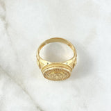 Anillo Sello Circular San Benito 9.05gr / T11 1/4 / Circones Blancos Texturizado Oro Amarillo 18K ©