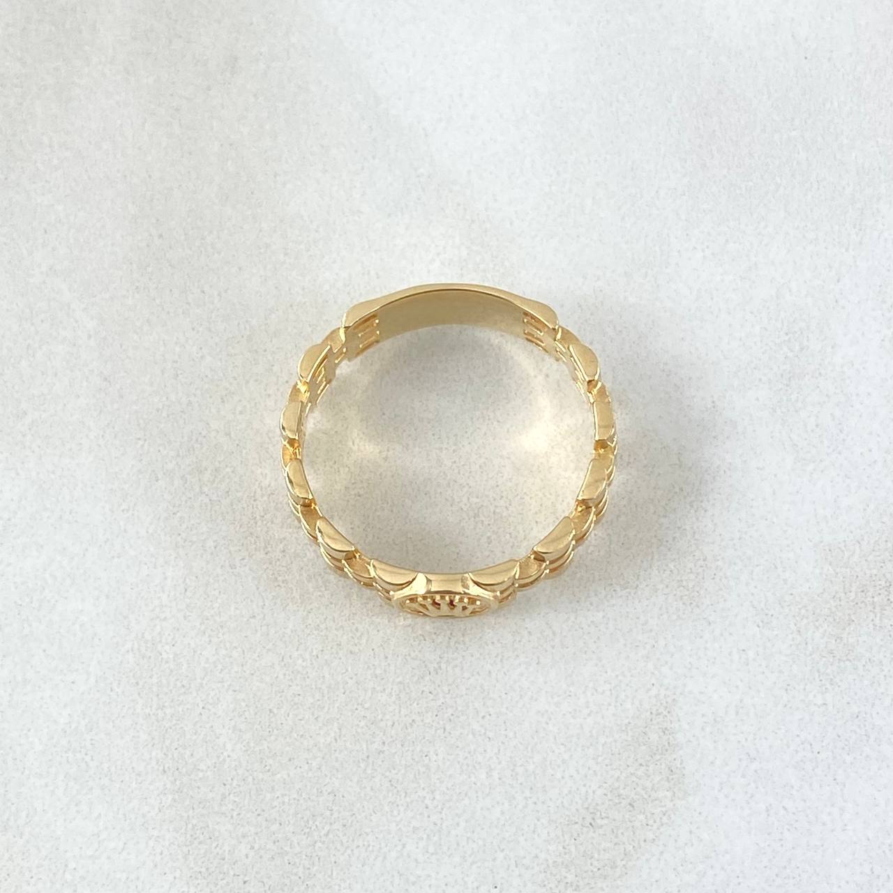 Anillo Correa Sello Corona 3.5gr / T6 3/4 / Texturizado Oro Amarillo 18K ©