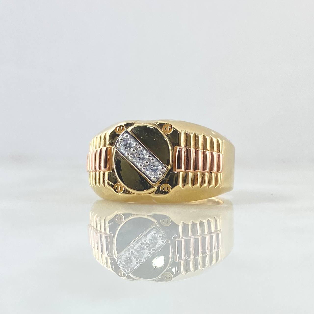 Anillo Correa Trinity 8.65gr / T11 / Circones Blancos Tres Oros 18K ©