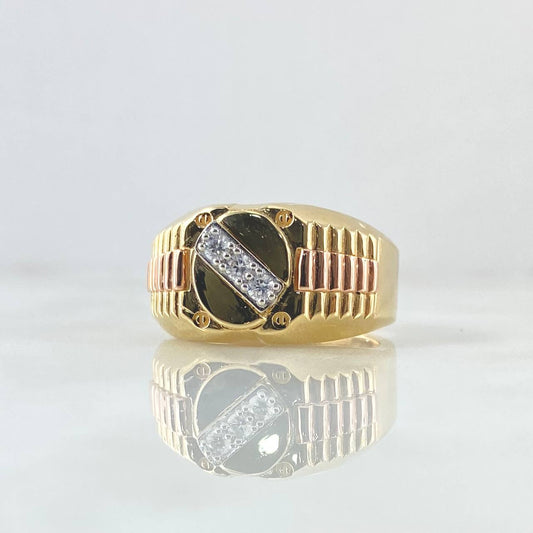 Anillo Correa Trinity 8.65gr / T11 / Circones Blancos Tres Oros 18K ©
