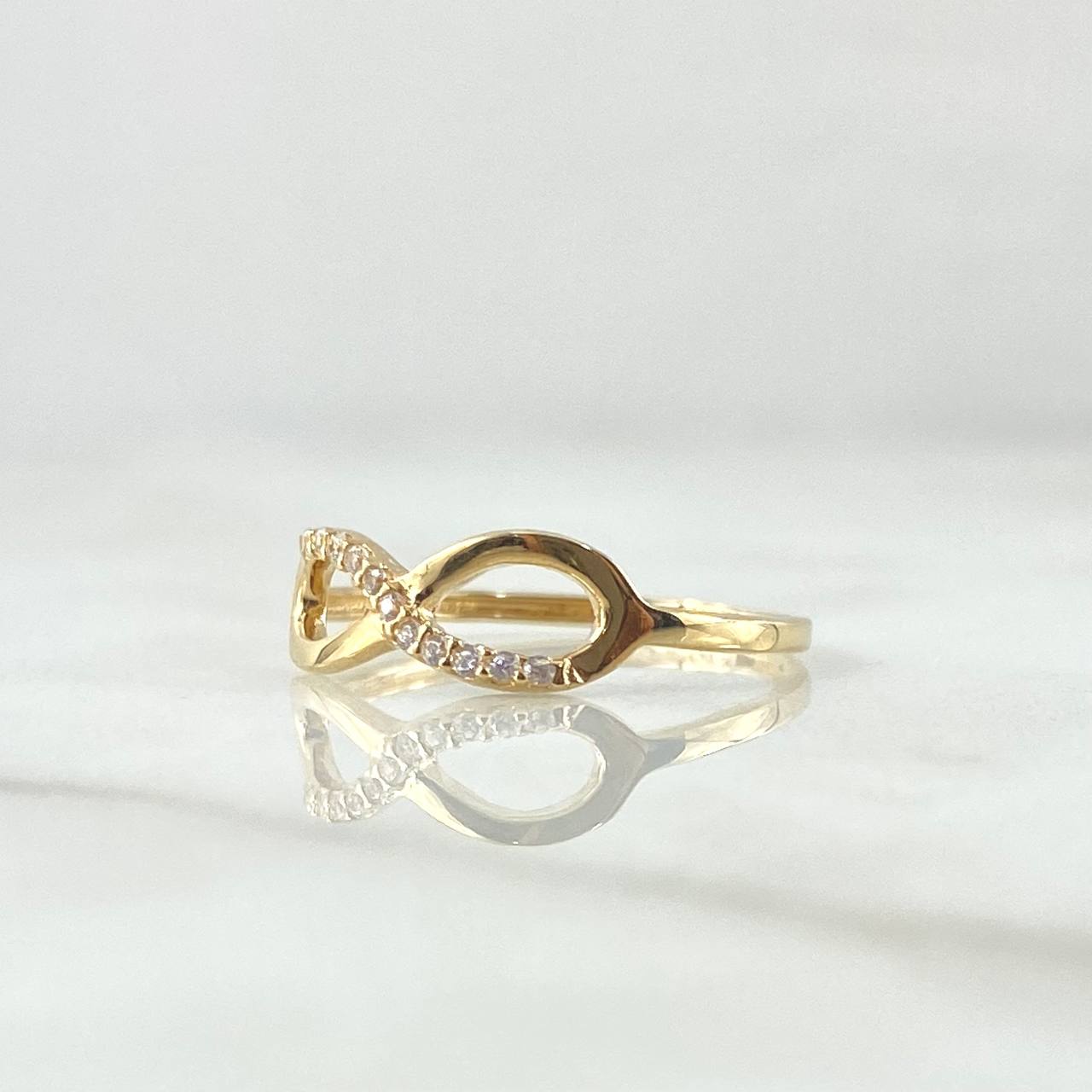 Anillo Infinito Parcial 1.1gr / T5 3/4 / Circones Blancos Oro Amarillo 18K ©