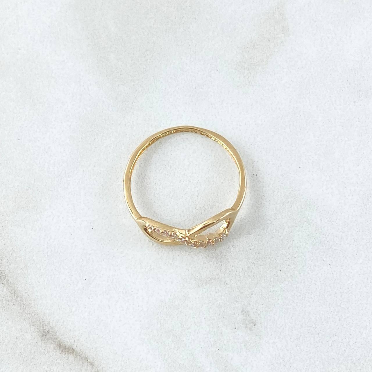 Anillo Infinito Parcial 1.1gr / T5 3/4 / Circones Blancos Oro Amarillo 18K ©