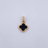 Dije Trebol  1.2gr / 1.6cm / Electroestatica Negro Oro Amarillo 18K &