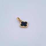 Dije Trebol  1.2gr / 1.6cm / Electroestatica Negro Oro Amarillo 18K &