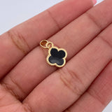 Dije Trebol  1.2gr / 1.6cm / Electroestatica Negro Oro Amarillo 18K &