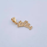 Dije Letra F Corona 1.6gr / 2.6cm / Circones Blancos Oro Amarillo 18K &