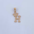 Dije Letra H Corona 1.8gr / 2.6cm / Circones Blancos Oro Amarillo 18K &