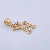 Dije Letra H Corona 1.8gr / 2.6cm / Circones Blancos Oro Amarillo 18K &