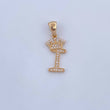 Dije Letra I Corona 1.45gr / 2.6cm / Circones Blancos Oro Amarillo 18K &