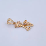 Dije Letra N Corona 1.95gr / 2.8cm / Circones Blancos Oro Amarillo 18K &