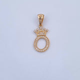 Dije Letra O Corona 1.45gr / 2.5cm / Circones Blancos Oro Amarillo 18K &