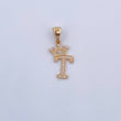 Dije Letra T Corona 1.25gr / 2.6cm / Circones Blancos Oro Amarillo 18K &