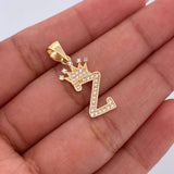 Dije Letra Z Corona 1.6gr / 2.6cm / Circones Blancos Oro Amarillo 18K &