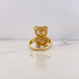 Anillo Oso 7.8gr / T8 3/4 / Circones Verdes Negros Blancos Oro Amarillo 18K &