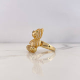 Anillo Oso 7.8gr / T8 3/4 / Circones Verdes Negros Blancos Oro Amarillo 18K &