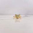 Anillo Oso 2.35gr / T6 1/4 / Circones Verdes Blancos Oro Amarillo 18K &