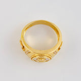 Anillo Ovalo doble cruz 9.35g / T9 3/4 Oro Amarillo 18K