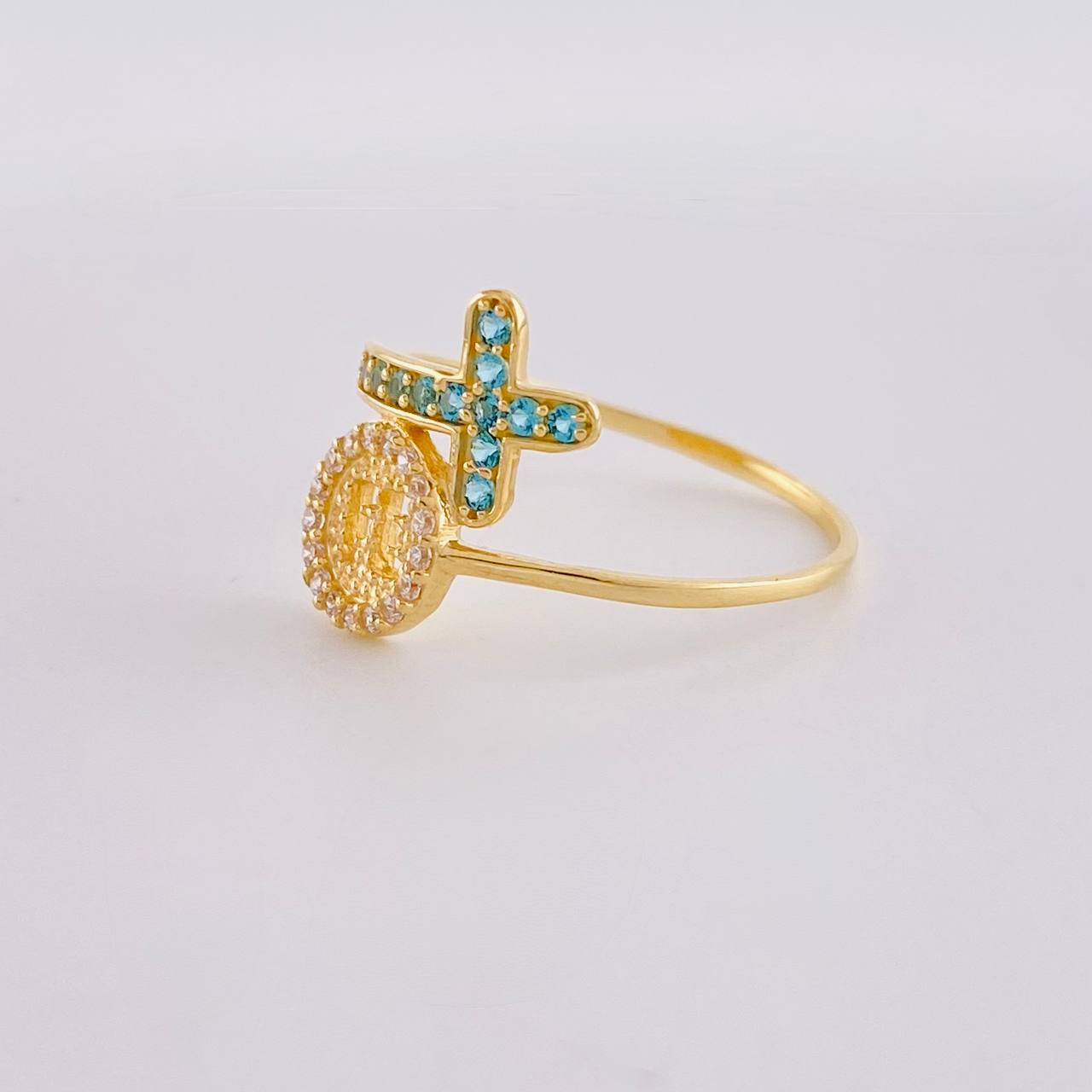 Anillo Circulo fe cruz 1.55g / T6 1/2 Oro Amarillo 18K