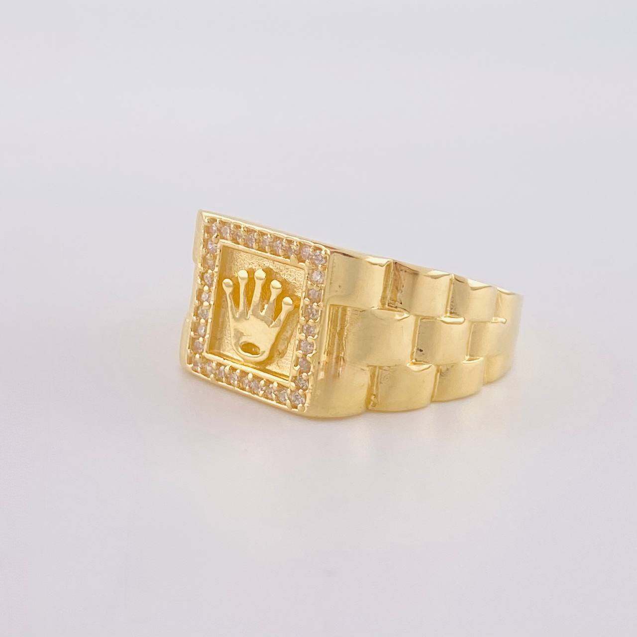 Anillo Correa cuadrado corona 7.55g / T10 3/4 Oro Amarillo 18K