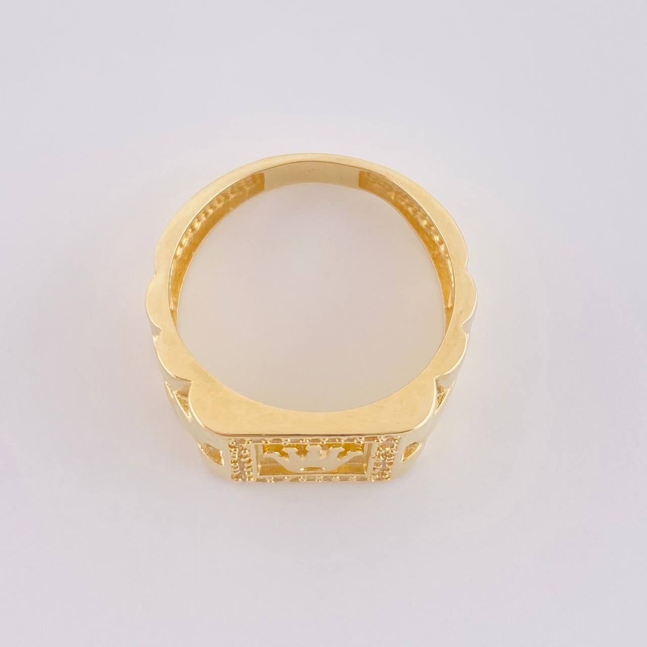 Anillo Correa cuadrado corona 7.55g / T10 3/4 Oro Amarillo 18K