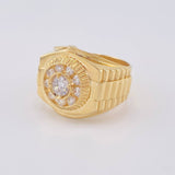 Anillo Correa circular zirconias 9.65g / T11 1/4 Oro Amarillo 18K