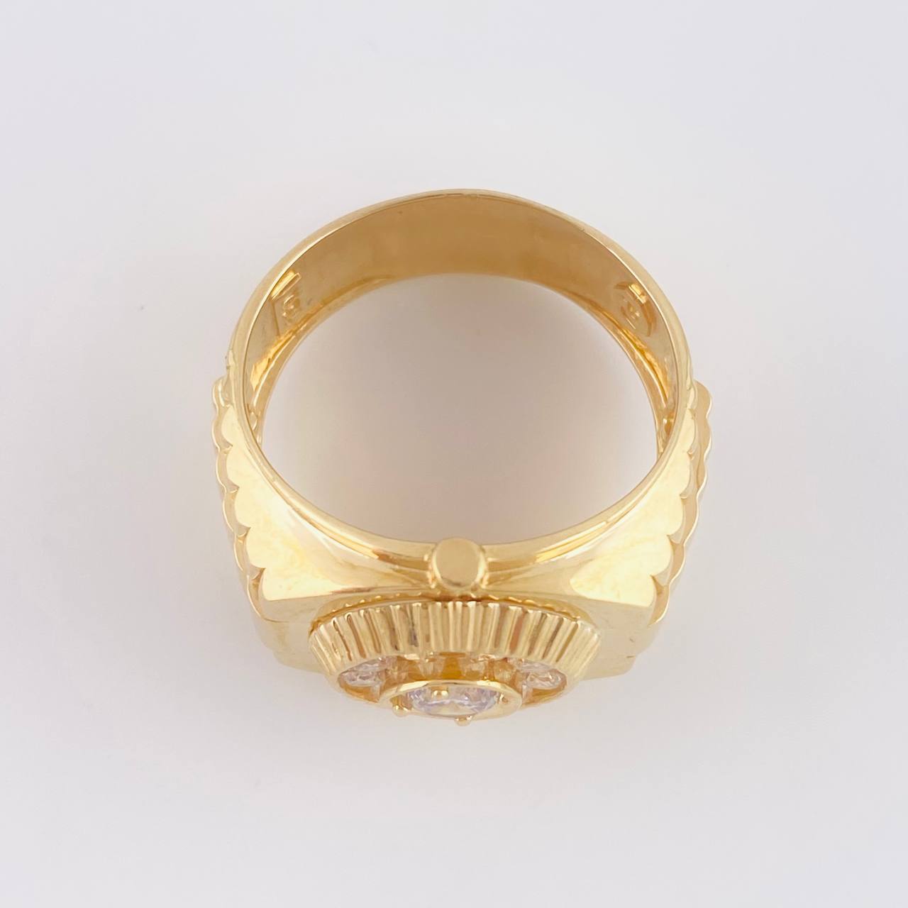 Anillo Correa circular zirconias 9.65g / T11 1/4 Oro Amarillo 18K