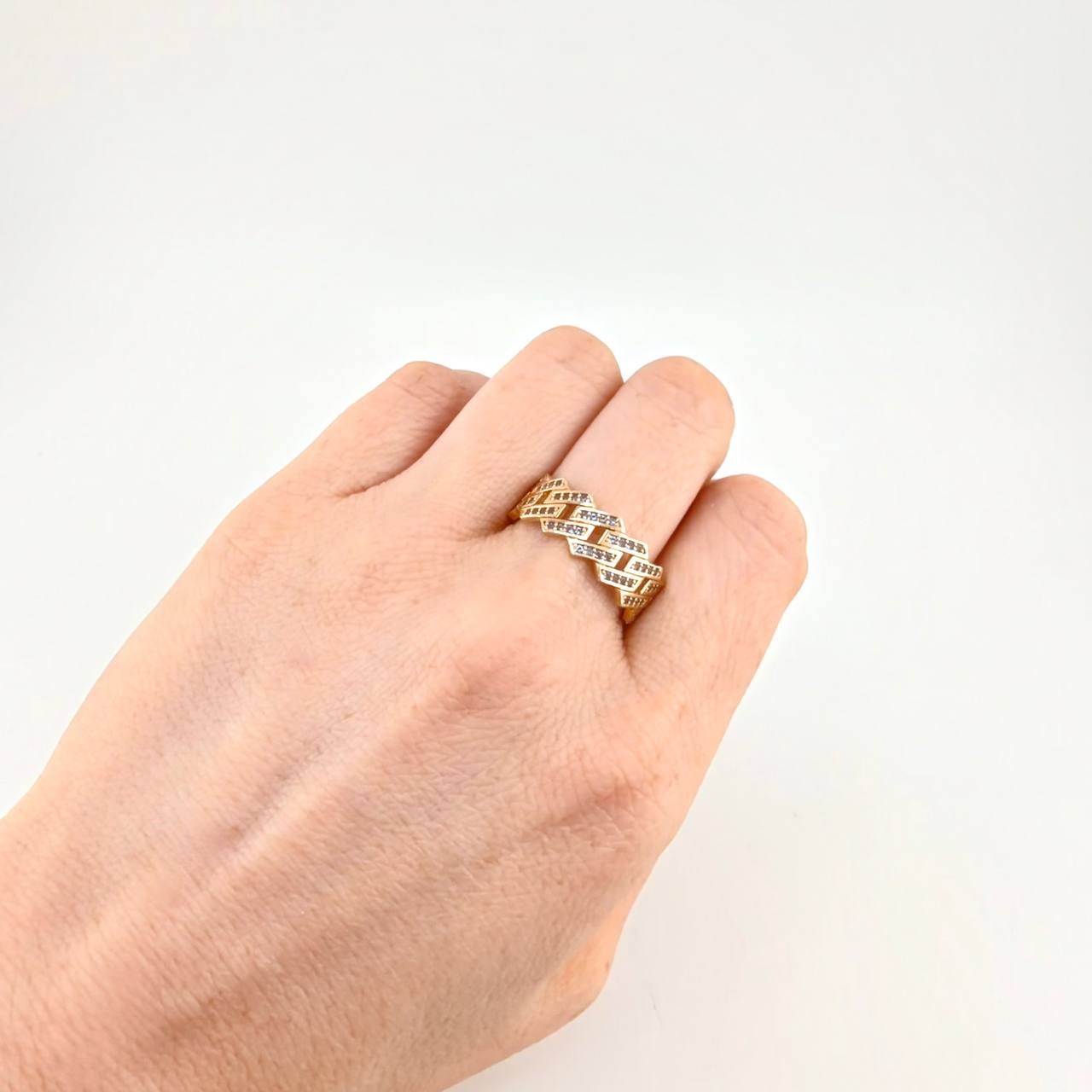 Anillo Cubano cuadrado 4.25g / T10 3/4 Oro Amarillo 18K