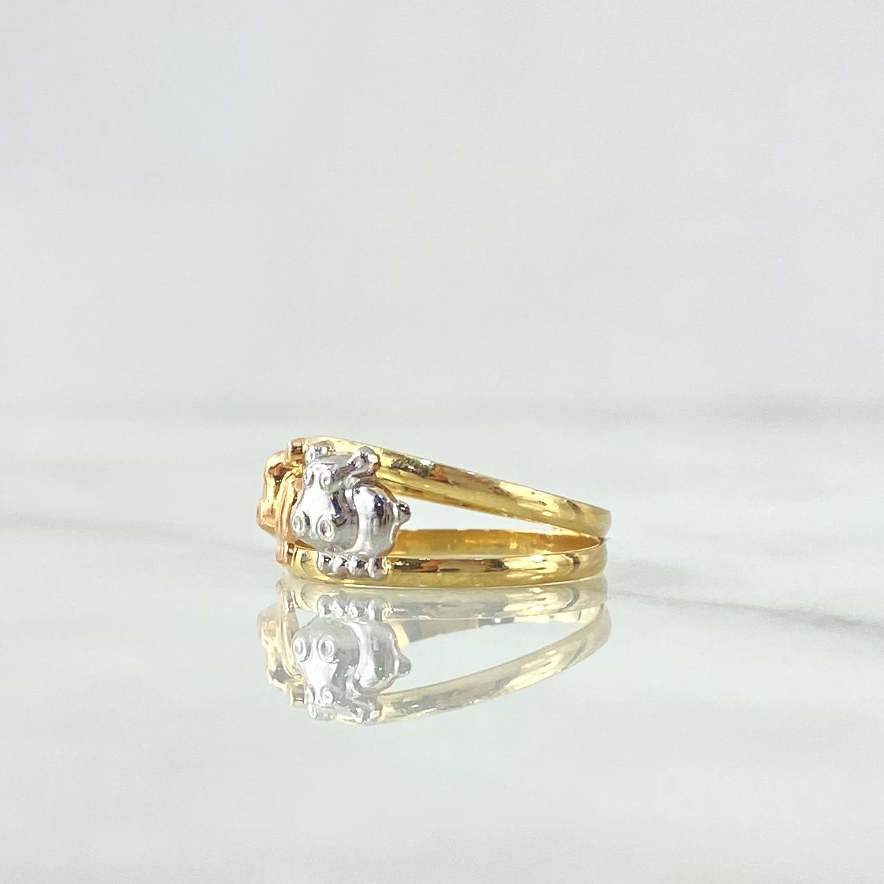 Anillo Hipopotamos - Doble Línea 1.2gr / T4 1/2 / Tres Oros 18K *