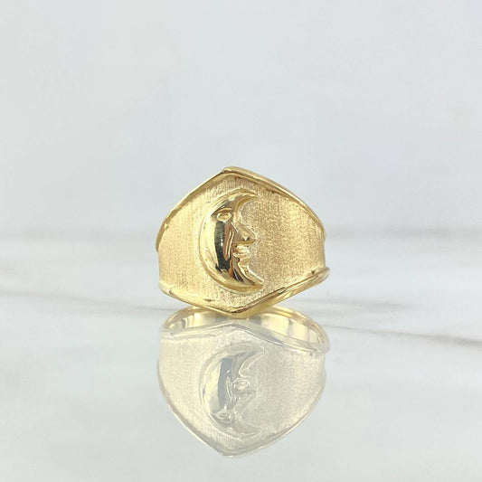 Anillo Sello Cara Luna 1.95gr / T6 3/4 / Mate Texturizado Oro Amarillo 18K