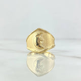 Anillo Sello Cara Luna 1.95gr / T6 3/4 / Mate Texturizado Oro Amarillo 18K