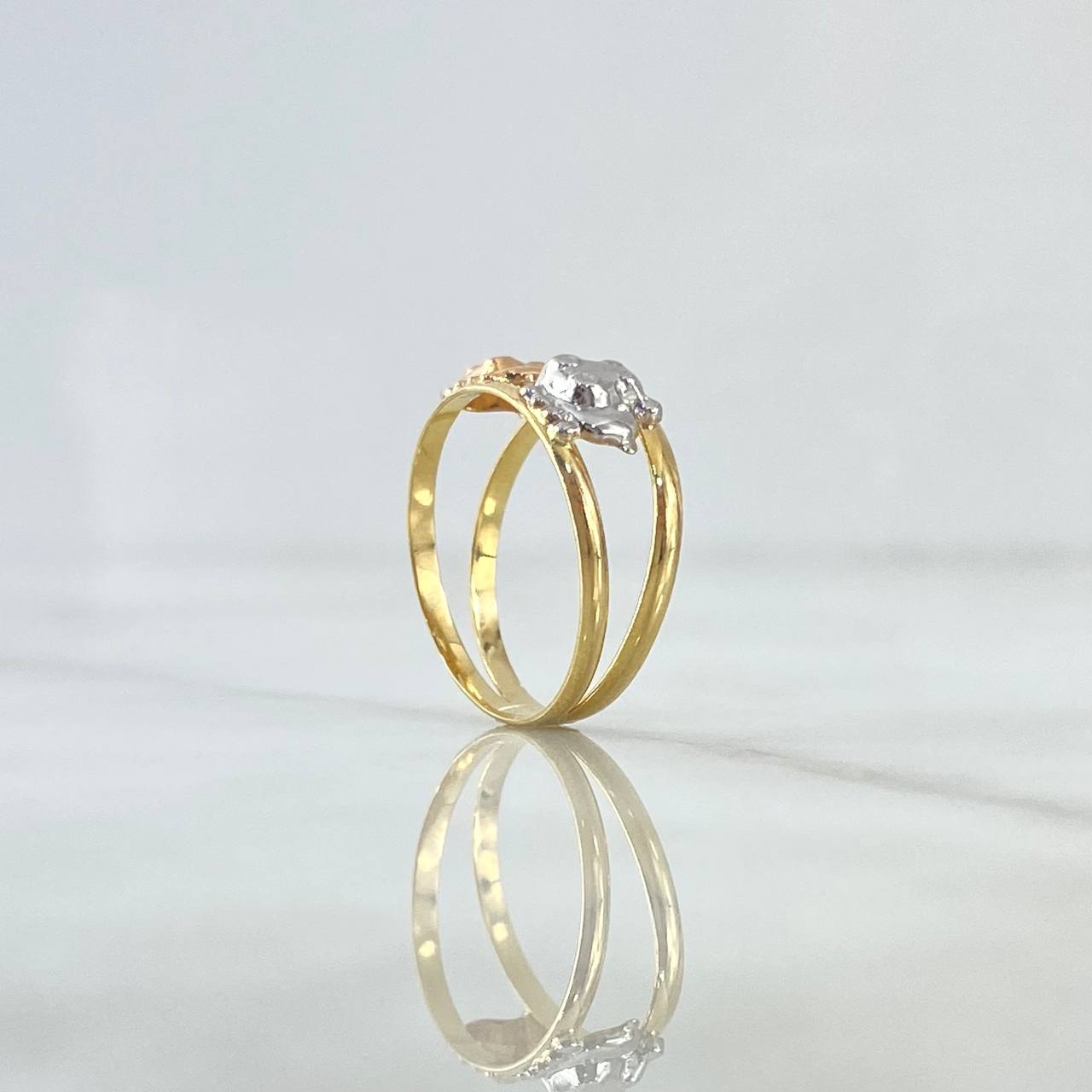 Anillo Hipopotamos - Doble Línea 1.2gr / T4 1/2 / Tres Oros 18K *