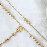 Rosario Virgen Milagrosa 8.5gr / 50cm / 3mm Bolas Diamantadas - Cruz Cristo Oro Amarillo 18K *