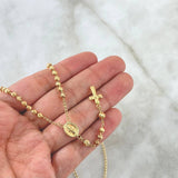 Rosario Virgen Milagrosa 8.5gr / 50cm / 3mm Bolas Diamantadas - Cruz Cristo Oro Amarillo 18K *