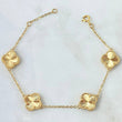 Pulso Aro Seguido Trebol VCyA 6.9gr / 17.5cm-18.5cm / 1.5mm Graduable Diamantado Punteado Oro Amarillo Nac.Esp. 18K